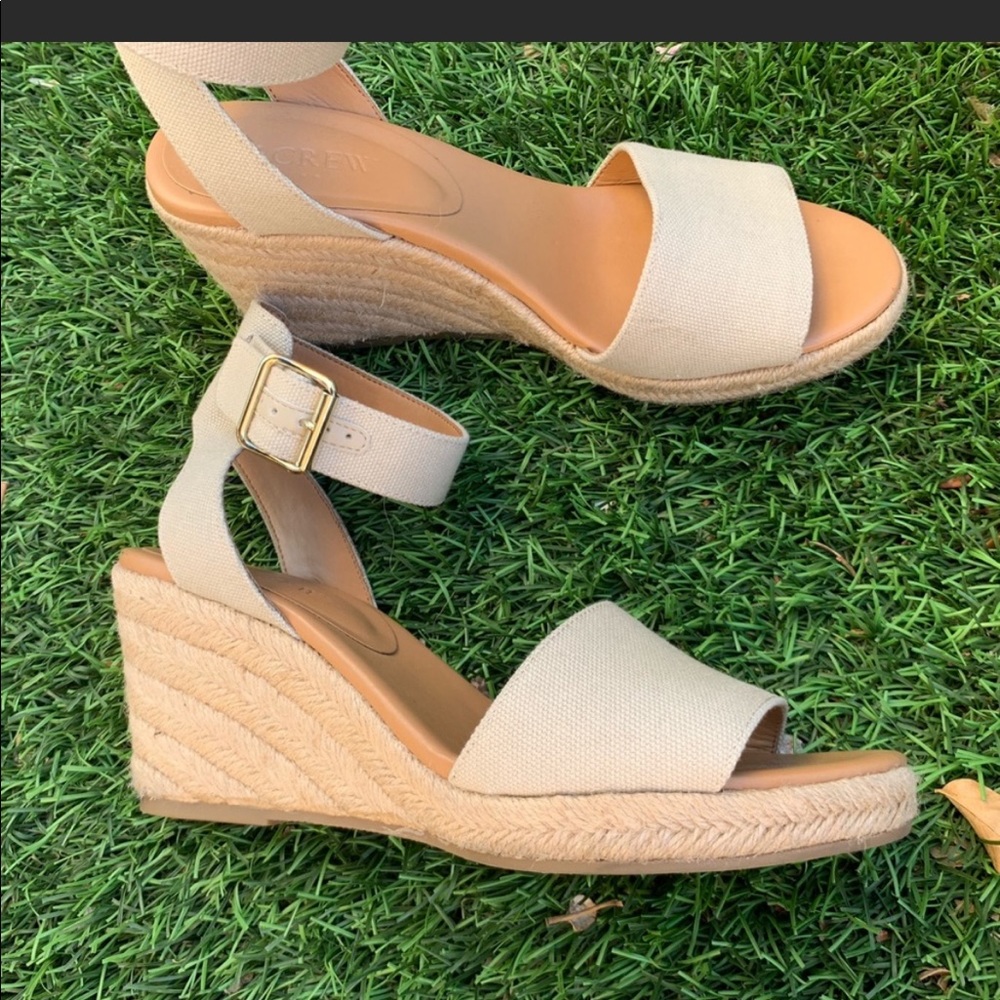 JCrew Tan Wedge Sandals